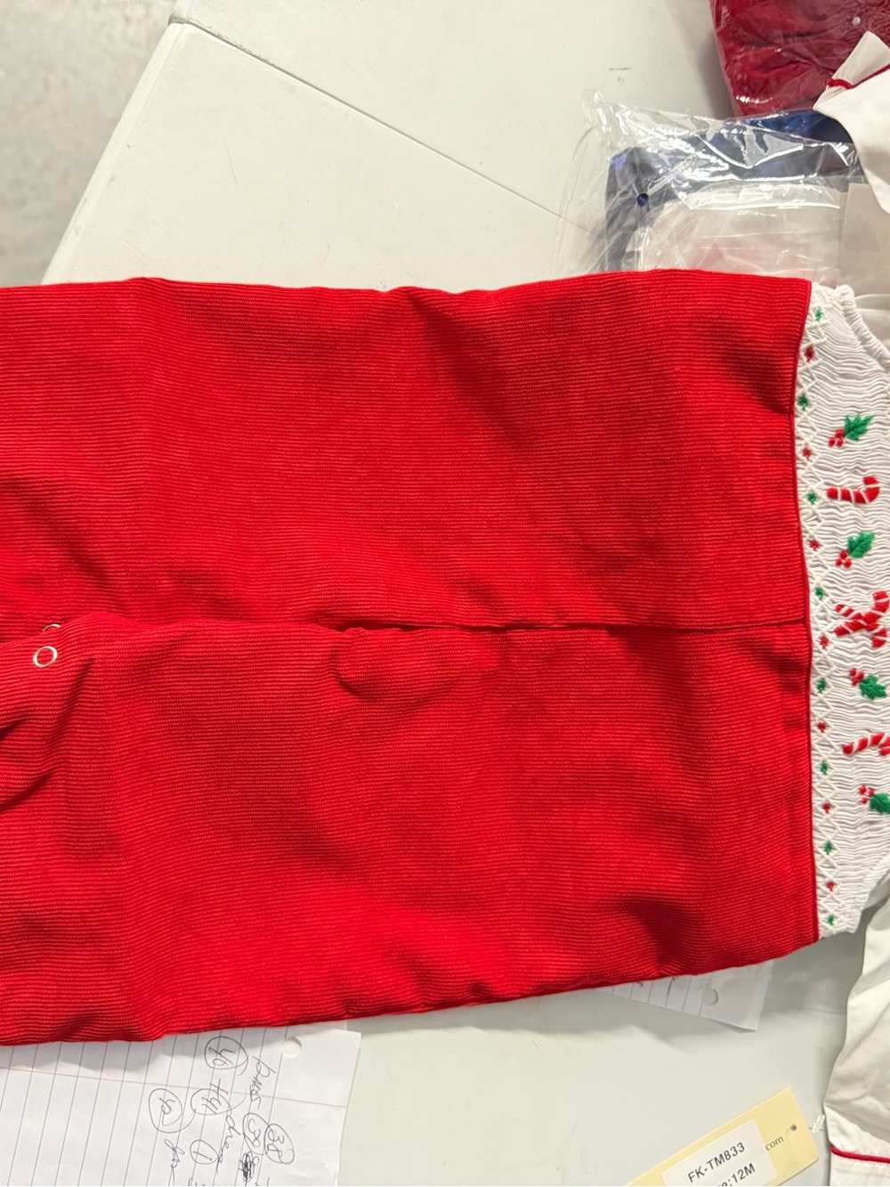 SMOCKED size 12 months boys, Christmas pants and shirt with candy canes NWT